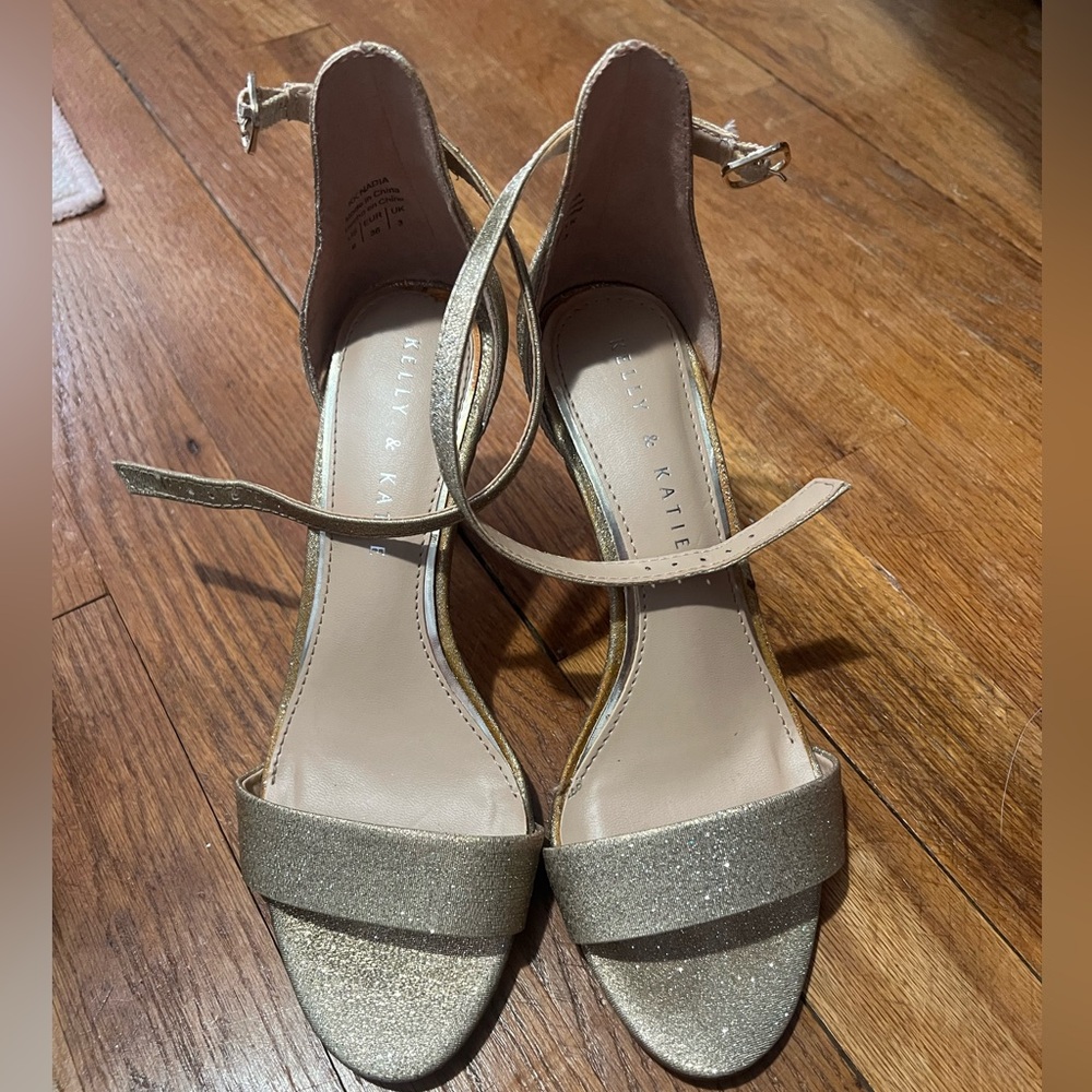 Gold sparkly heels